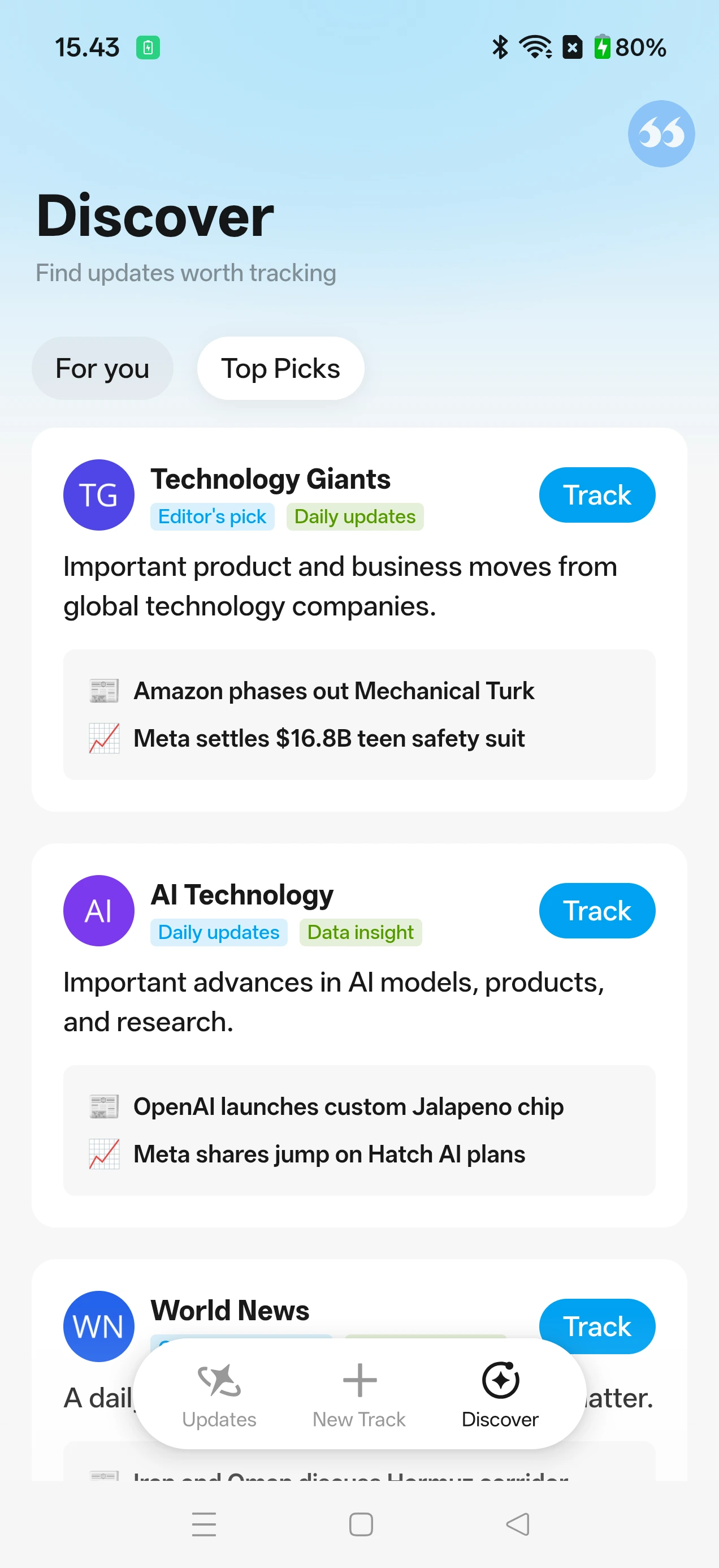 Cachup Discover page